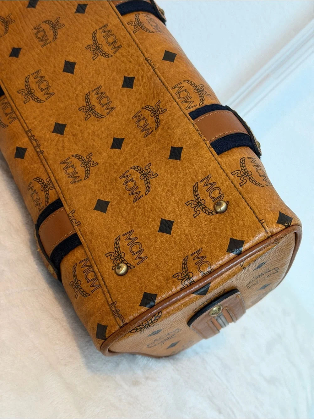 MCM Cognac Visetos | Boston bag